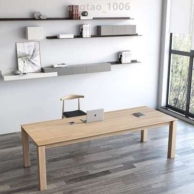 现代,木大板办公桌设计师会议桌工作台北欧实木白蜡餐桌简约长桌