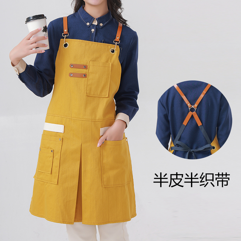 纯棉韩版防污围裙工作服免费印字