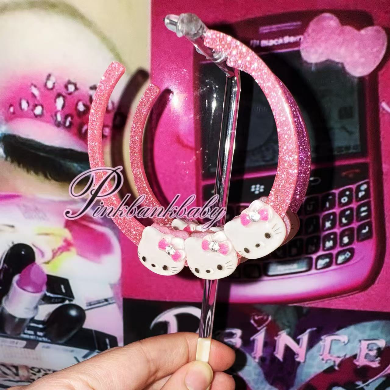 Pinkbankbaby原创自制个性夸张辣妹y2k可爱猫咪耳环耳饰大耳圈