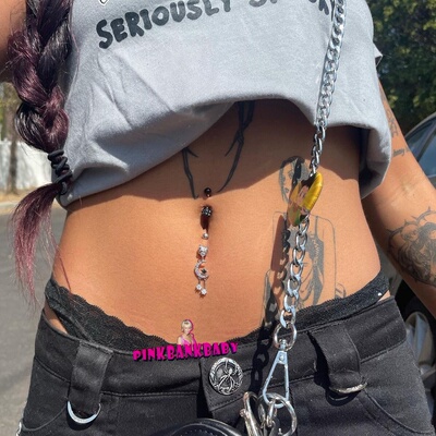 Twinkle Twinkle Belly Ring欧美ins星月吊坠性感肚脐钉人体穿孔