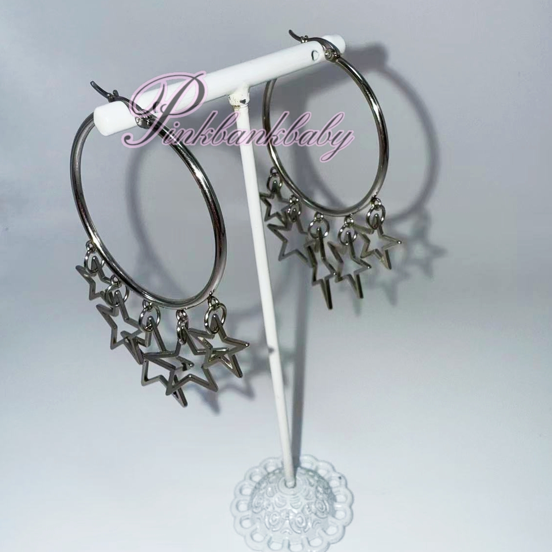 原创设计手工自制美式复古90s千禧辣妹y2k五角星钛钢耳圈耳环耳饰