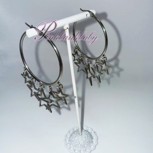 原创设计手工自制美式 复古90s千禧辣妹y2k五角星钛钢耳圈耳环耳饰