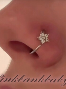 Pinkbankbaby外贸欧美ins个性铜镶锆石花朵软圈鼻钉鼻环穿孔饰品