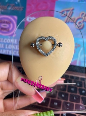 Pinkbankbaby医用钛钢个性爱心锆石杠铃乳钉Nipple Barbells