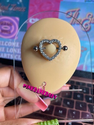 Pinkbankbaby医用钛钢个性爱心锆石杠铃乳钉Nipple Barbells