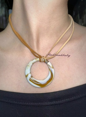 原创手作自制个性小众美拉德y2k辣妹绒皮绳亚克力简项链颈链女