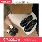 女鞋 休闲英伦风小皮鞋 弄里人佳大码 43单鞋 25秋新款 42宽胖脚