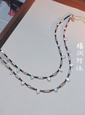 天然淡水珍珠项链女巴洛克异形花瓣锁骨链甜酷风高级感复古颈链