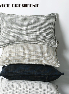 意式mi家北欧高端奢靠垫灰色抱枕现代简约样板间棉亚麻布加厚腰枕