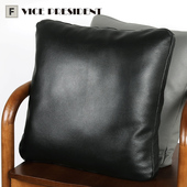 羽绒头层真皮牛皮大靠包暖轻奢样板间美式 抱枕套客厅沙发床头靠包