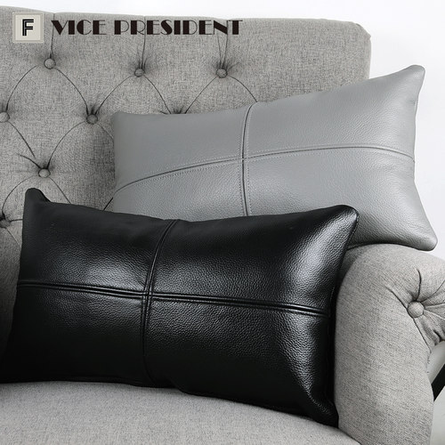 复古美式头层牛皮腰靠枕美拉德棕色高端整皮沙发汽车靠垫靠枕抱枕