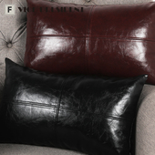 法式 轻奢老钱中古奶油风黑色油蜡皮抱枕靠垫大沙发靠背包腰枕定制