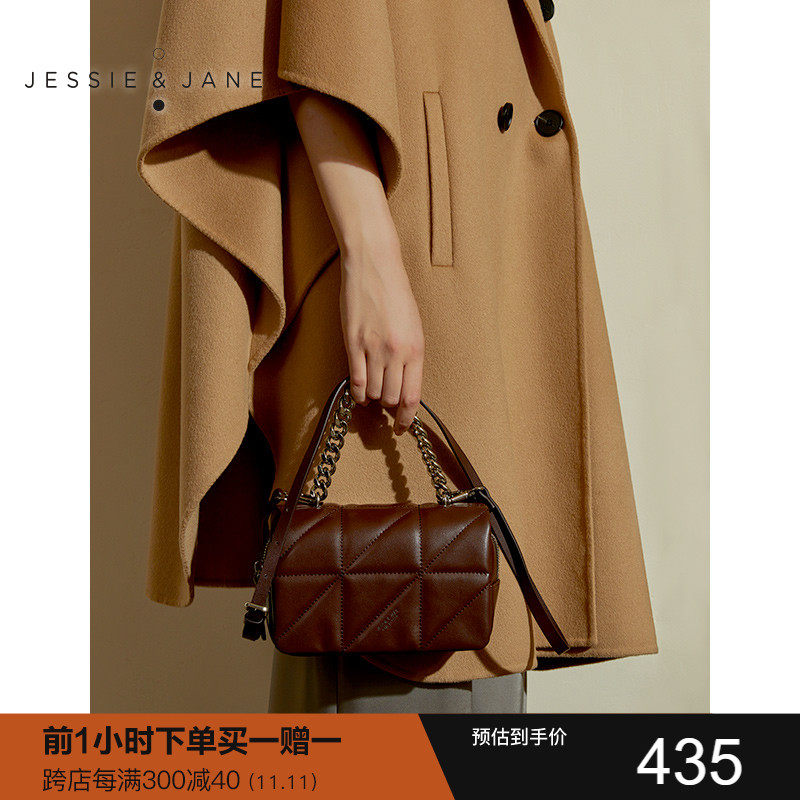 JESSIE＆JANE2020秋冬新款格纹小香风链条单肩包斜挎包女包3104