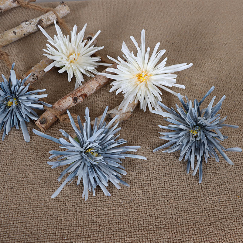 蟹爪菊花头仿真花 绢布菊花头饰服饰diy搭配装饰花朵假花不带夹子