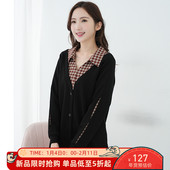 艾依琪格2025年冬卫衣女大码 上衣胖妹妹长袖 胖mm韩版 衬衣领中长款