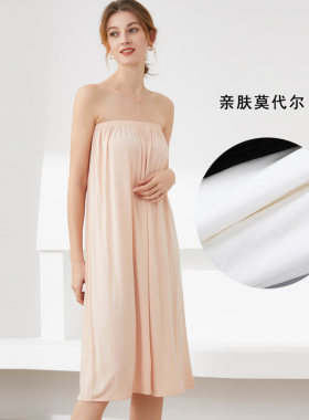 莫代尔打底抹胸防透两穿连衣裙