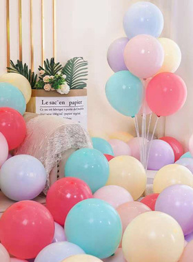 100个节日庆典圆形乳胶马卡龙色气球国庆结婚生日装扮道具大12寸