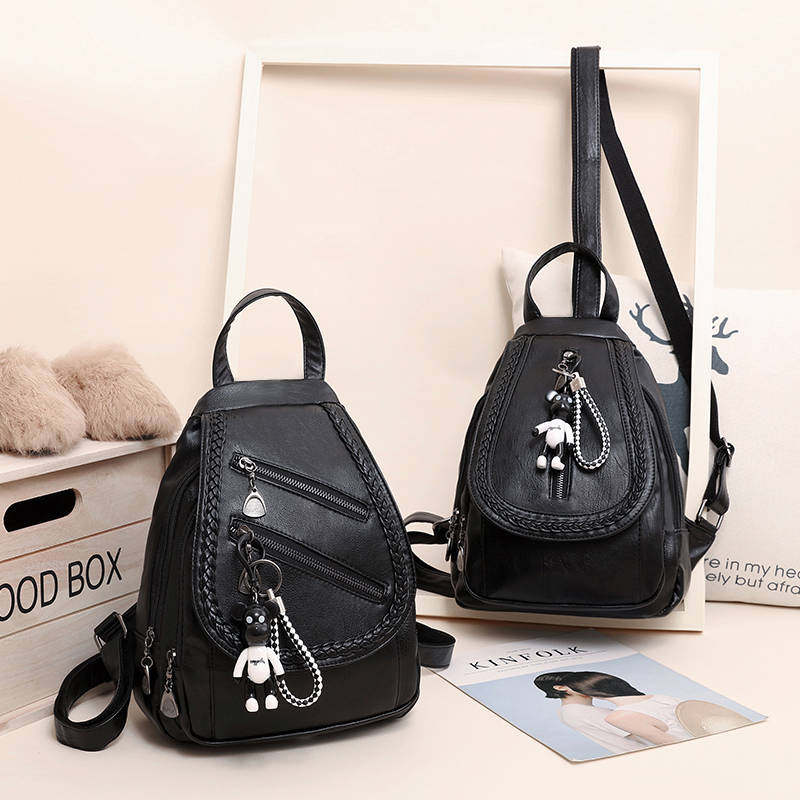 双肩包女包包2025新款潮韩版简约百搭时尚PU软皮包包女背包女书包