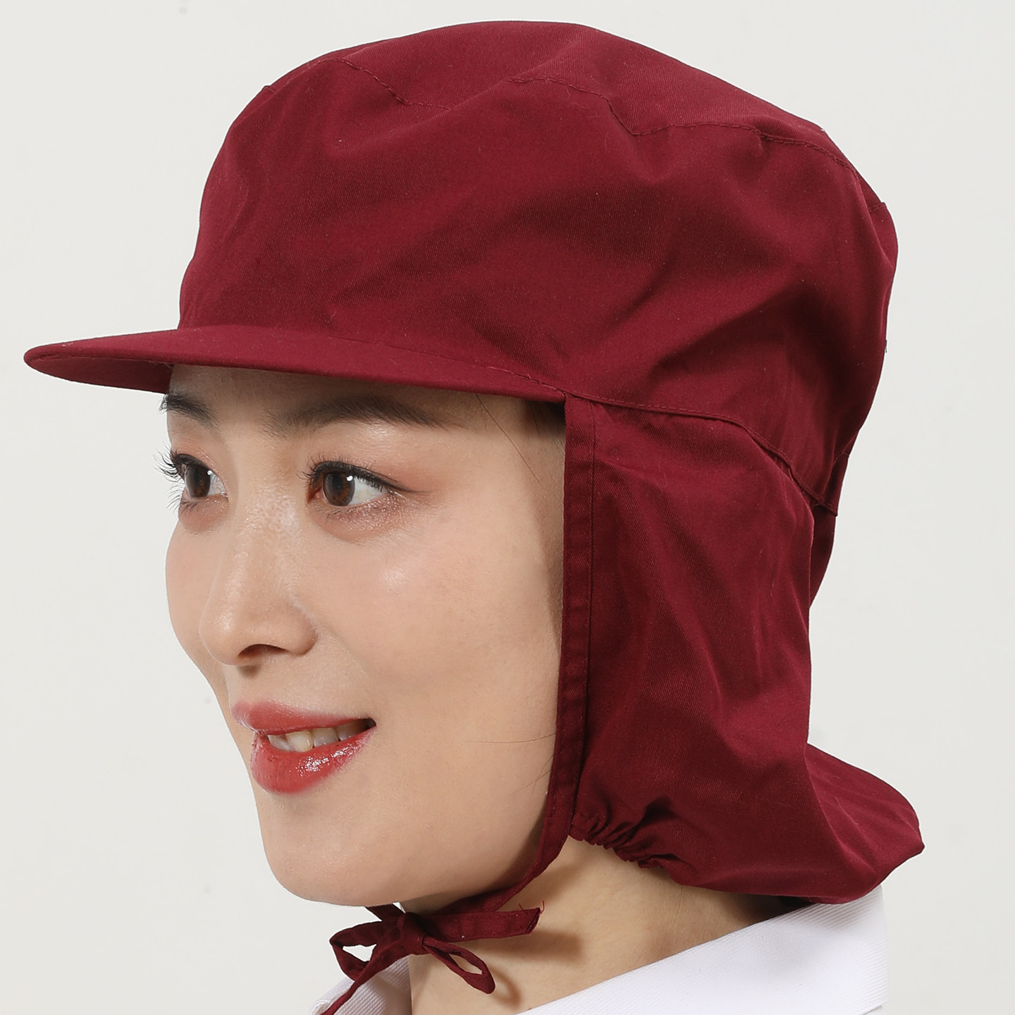 制药厂洁净工作帽带帽檐护颈防尘帽食品厂车间帽厨房厨师帽男女