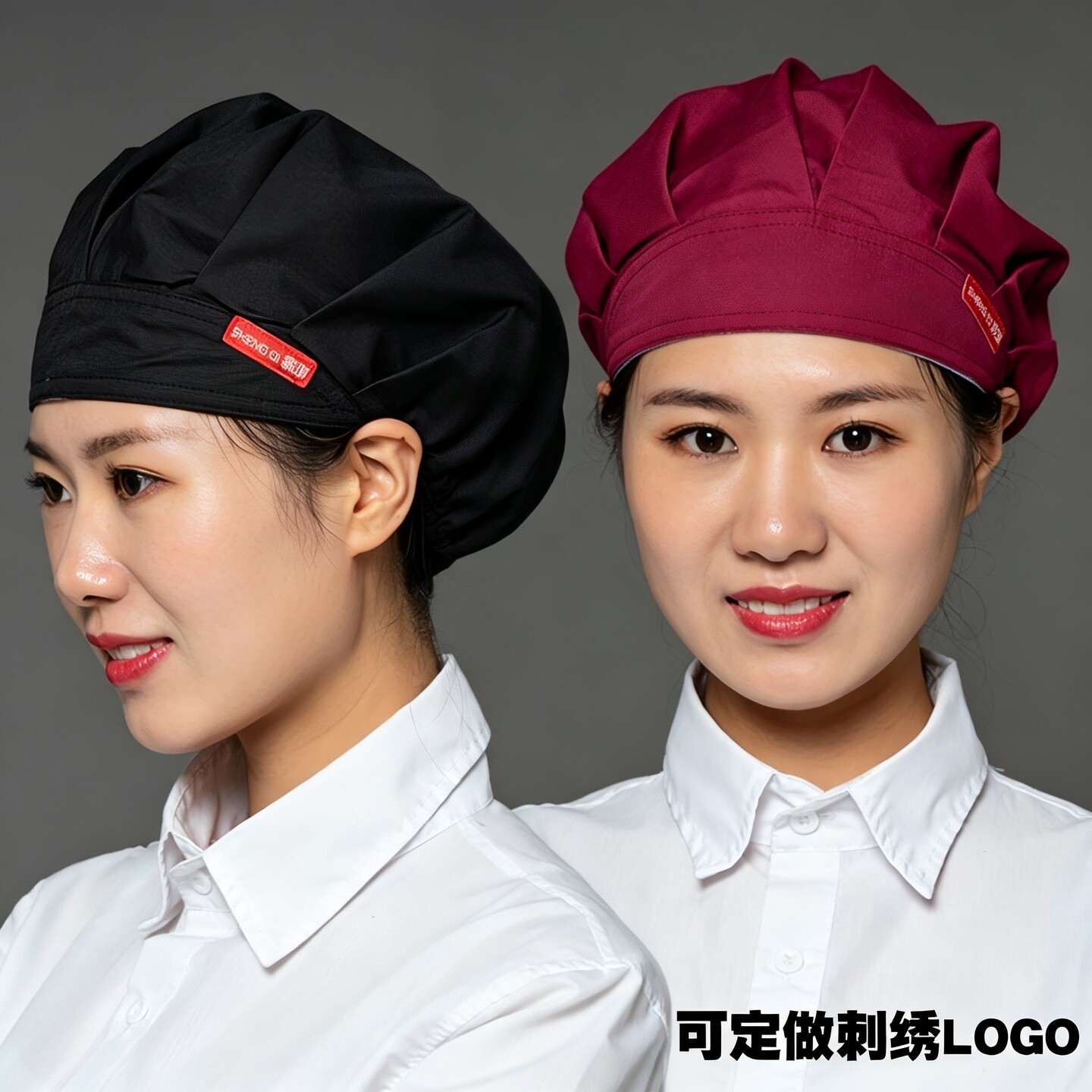 做饭厨师帽子水晶扣松紧可调节图片