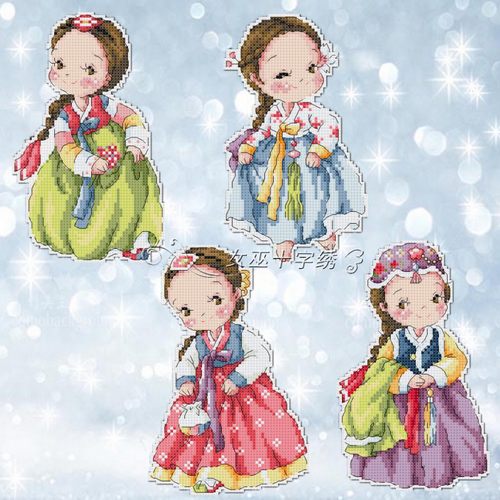 十字绣冰箱贴卡通韩国少女