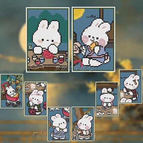 十字绣卡套自己绣卡通兔兔
