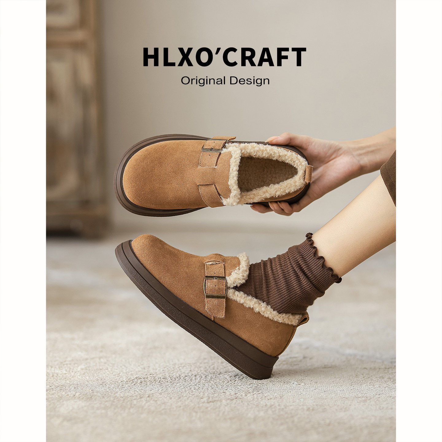 牛皮版~雪地靴女2025冬季新款加绒保暖棉鞋厚底毛毛单鞋勃肯鞋女,女鞋,勃肯鞋/软木鞋,淘宝优惠券,粉丝福利购,淘宝优惠卷