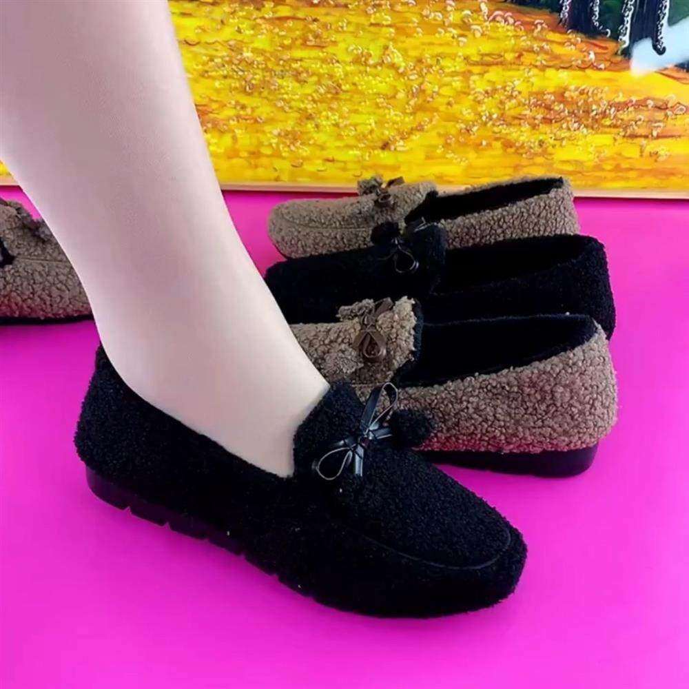 外穿老北京布鞋女棉鞋毛毛鞋冬季平底加绒保暖加厚家居休闲舒适鞋