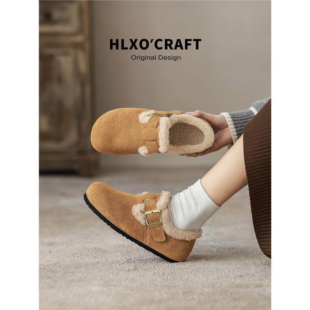 真皮！加绒勃肯鞋女2025新款秋冬一脚蹬保暖毛毛棉鞋平底雪地靴女,女鞋,勃肯鞋/软木鞋,淘宝优惠券,粉丝福利购,淘宝优惠卷