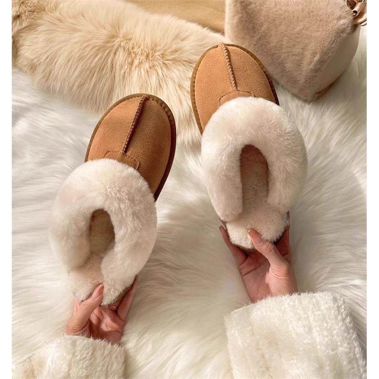 桑坡毛毛包头半拖鞋女外穿2024年冬季新款加绒棉鞋皮毛一体雪地靴,女鞋,其他拖鞋,淘宝优惠券,粉丝福利购,淘宝优惠卷