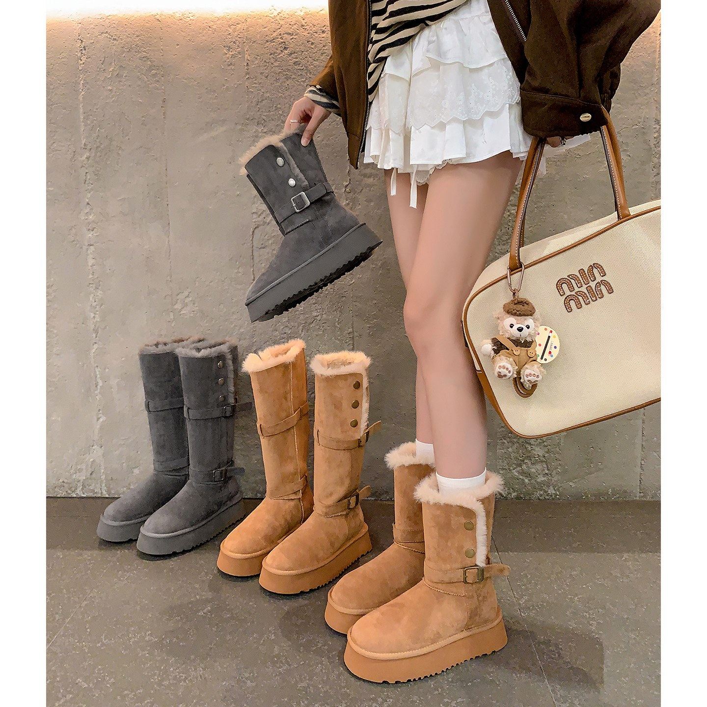 内增高7cm~厚底两穿长筒雪地靴女2025新款加厚绒防滑保暖高筒棉鞋,女鞋,时尚雪地靴,淘宝优惠券,粉丝福利购,淘宝优惠卷