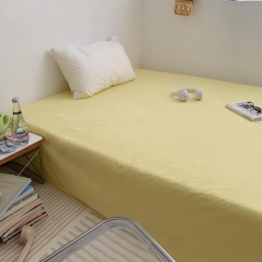 淡黄色纯色裸睡纯棉床单全棉水洗棉床笠床罩席梦思保护套床垫套