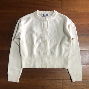 秋冬法国AIGLE艾高毛衣女士户外休闲开襟圆领针织衫加厚保暖外套