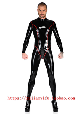 Latex catsuit 纯天然乳胶连体紧身衣男式高弹包脚全包定做定制