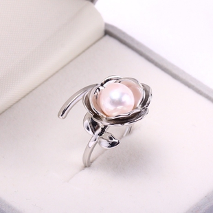 DIY珍珠配件空托 铜镀18K金花朵简约玉石玛瑙空托饰品 气质个性女