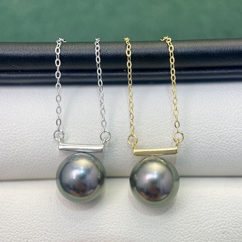 S925纯银单珠平衡木光板珍珠吊坠