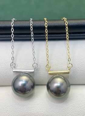 S925纯银单珠平衡木光板珍珠吊坠