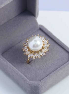 DIY珍珠配件太阳花戒指空托