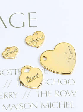 14K包金英文吊牌字母花朵爱心坠