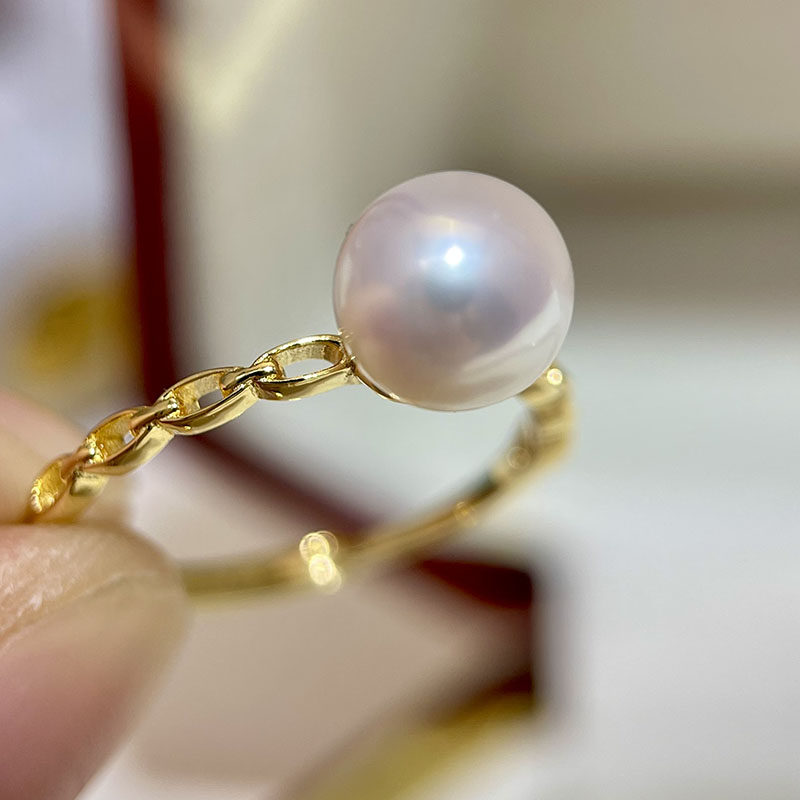 S925纯银时尚简约镂空珍珠戒指