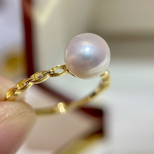 DIY珍珠配件 S925纯银时尚简约镂空珍珠戒指配件空托开口可调节