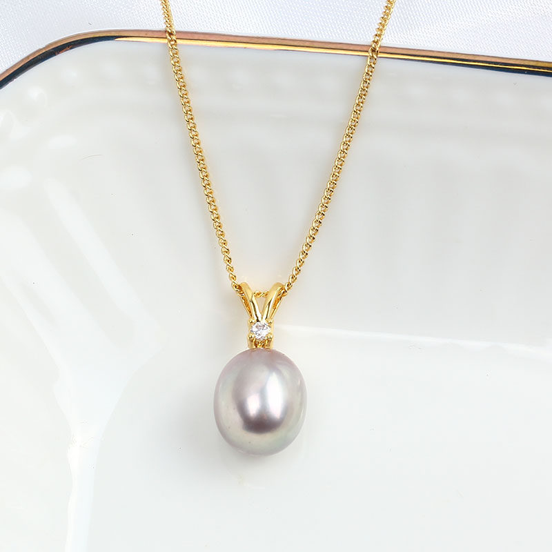 简约兔子头单钻珍珠项链吊坠