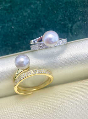 S925纯银镶钻DIY戒指空托小众