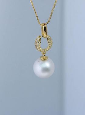 DIY珍珠配件新款S925纯银镶锆镂空锁孔形小众吊坠空托高级感