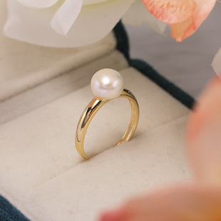 DIY珍珠配件空托气质女 S925纯银简约时尚珍珠戒指开口可调节配饰