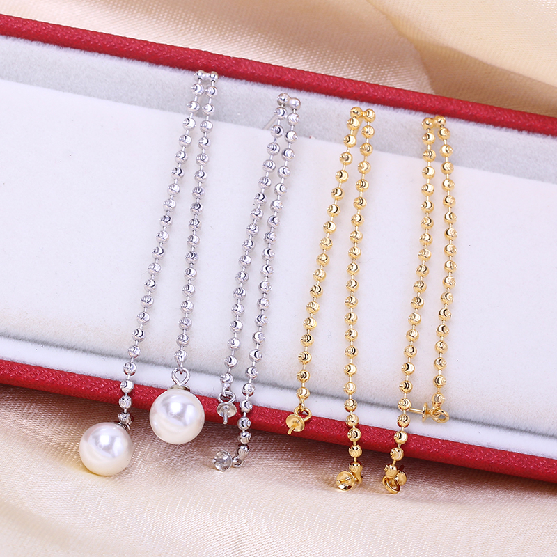 S925纯银耳线流苏双珠长链条耳饰