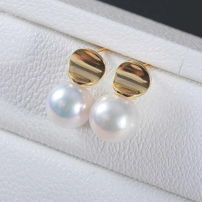 DIY珍珠配件新款S925纯银光面圆片耳饰空托简约时尚小众高级感