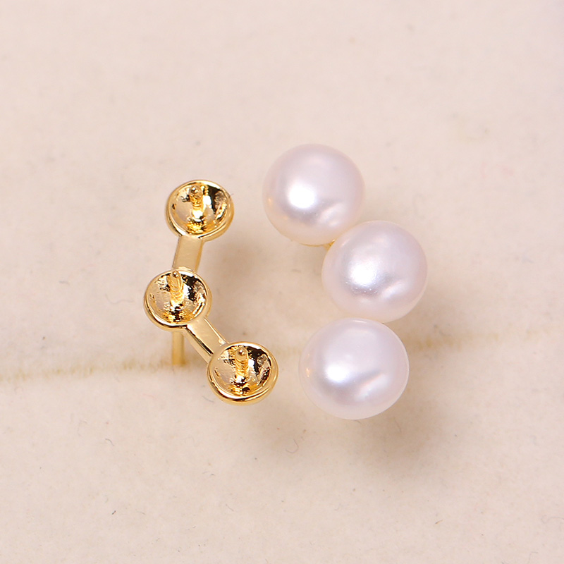 铜镀金女珍珠配件DIY空托