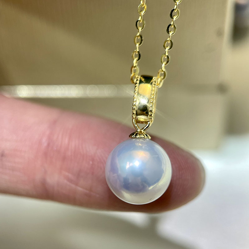 S925纯银光面气质女款珍珠吊坠