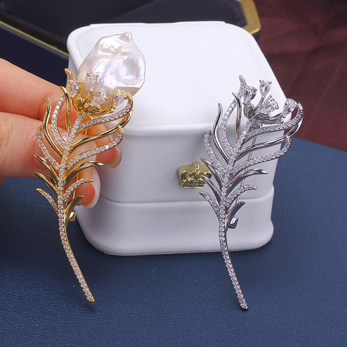 巴洛克异形精致羽毛胸针胸花